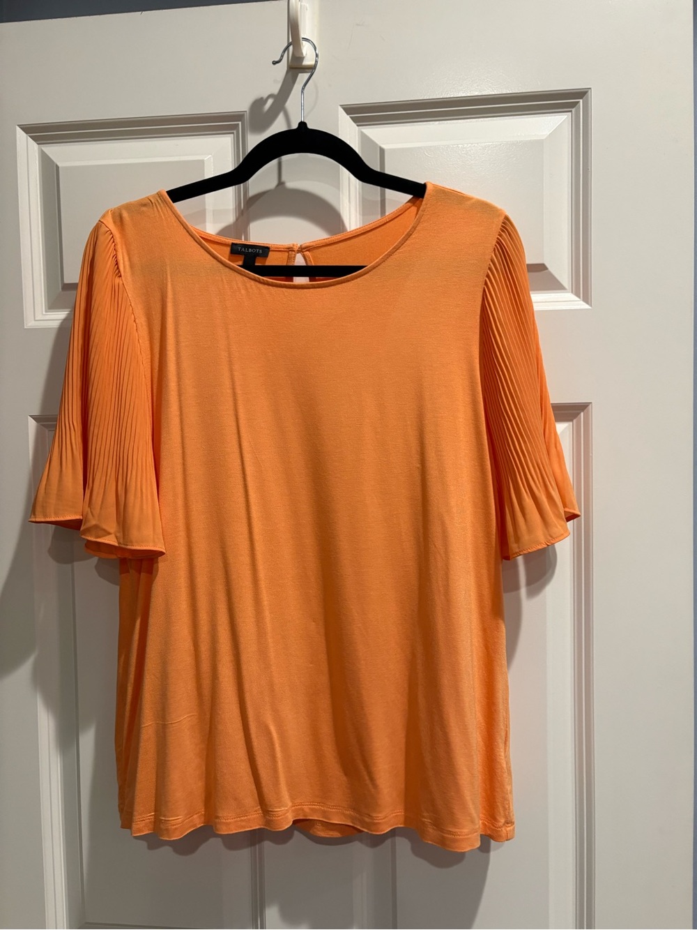Talbots Orange Pleated Sleeve Women's Top, Size Large